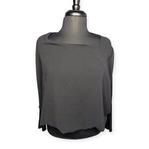 Joseph A Chic Black Cape Long Sleeve Pullover Blouse Size Large